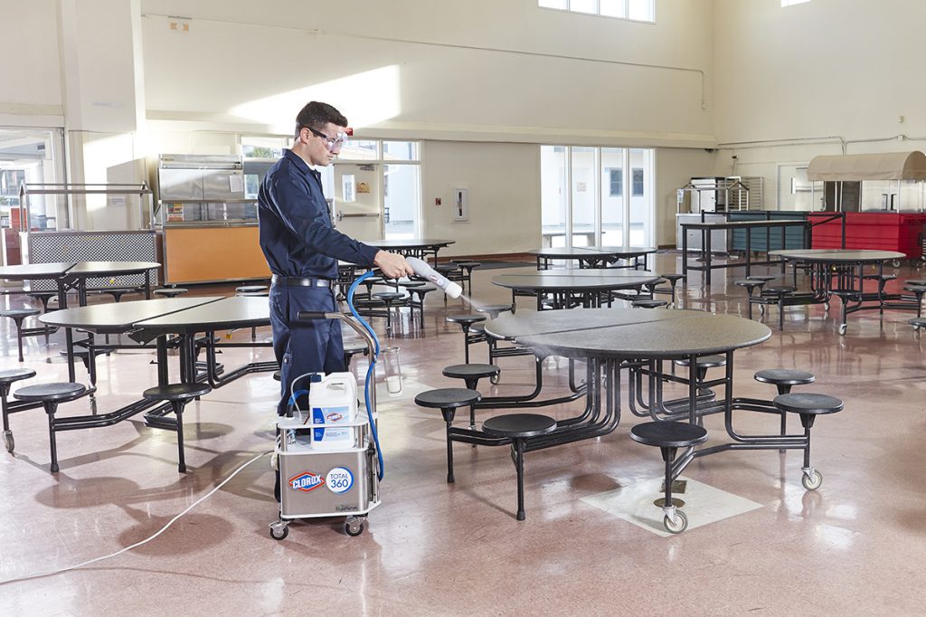 Clorox Total 360 used in a cafeteria